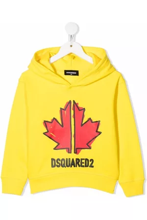 Dsquared2 Boys Hoodies - Leaf-print hoodie - Yellow