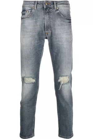VERSACE Men Slim Jeans - Ripped-detailing slim-fit jeans - Blue