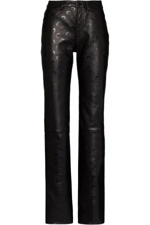 Marine Serre Crescent moon-print leather trousers