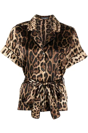 Dolce & Gabbana Women Shirts - Leopard-print tie-waist shirt - Brown