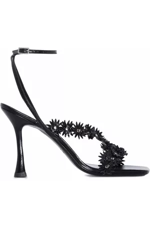 By Far Women Sandals - Poppy floral-appliqué 95mm sandals - Black