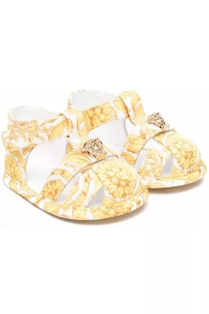 VERSACE Sandals - Medusa Barocco-print sandals - Yellow