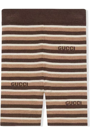 Gucci Stripe-wool knitted shorts - Brown