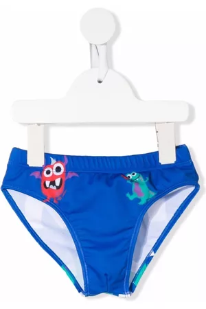 OFF-WHITE Boys Swim Shorts - Monster-print swim trunks - Blue