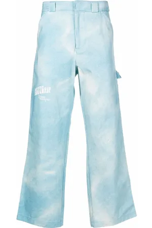 Msftsrep Acid-wash flared trousers