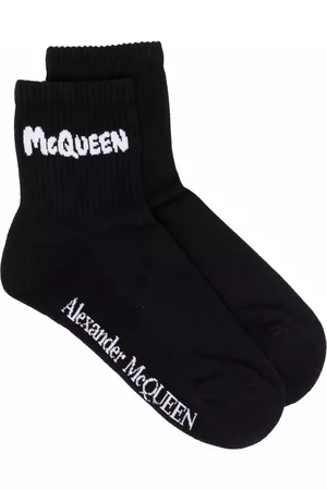Alexander McQueen Women Socks - Intarsia-knit ankle socks - Black