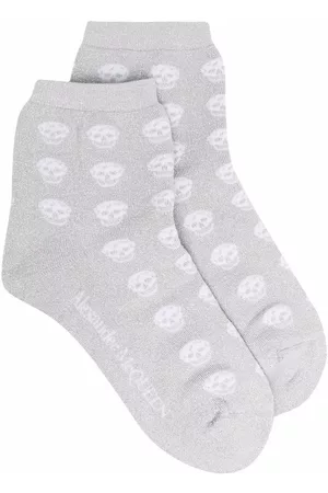 Alexander McQueen Women Socks - Skull motif metallic-threading socks - Silver