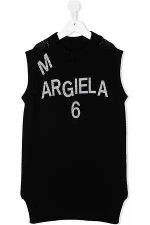 Maison Margiela Logo-print sleeveless knitted dress - Black