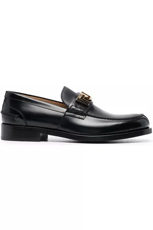 VERSACE Men Loafers - Greca-bucale leather loafers - Black