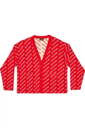 Balenciaga Women Cardigans - Mini all-over logo cardigan - Red