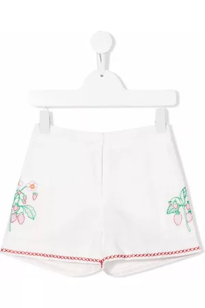 Stella McCartney Girls Shorts - Floral-embroidery shorts - White