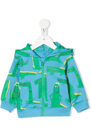 Stella McCartney Hoodies - Alligator print zipped hoodie - Blue