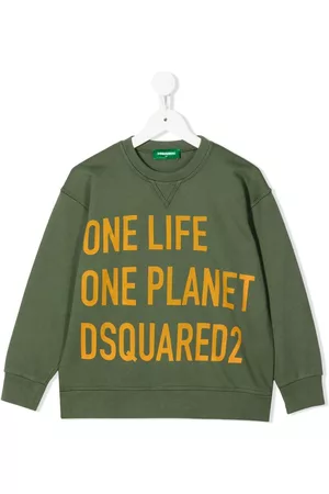 Dsquared2 Boys Hoodies - One Life One Planet sweatshirt - Green