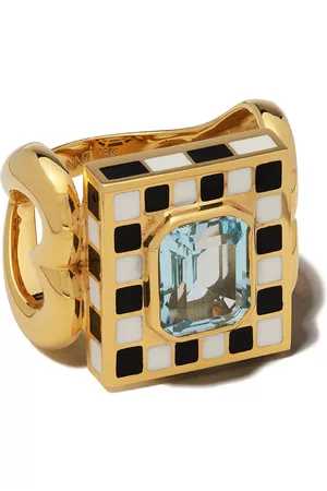 Nevernot Women Gold Rings - 18kt gold checked ring - CHESS