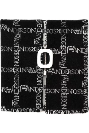 J.W.Anderson Logo-grid zip-up neckband - Black