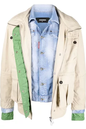 Dsquared2 Men Quilted Jackets - Logo-print quilted jacket - Neutrals