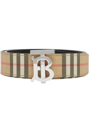 BURBERRY 4cm Reversible Checked E-Canvas and Leather Belt for Men