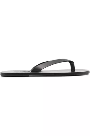 Ancient Greek Sandals Men Flip Flops - Hero leather flip-flops - Black