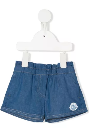 Moncler Shorts - Logo-patch detail denim shorts - Blue