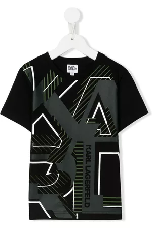 Karl Lagerfeld Boys Short Sleeved T-Shirts - TEEN logo-print short-sleeved T-shirt - Black