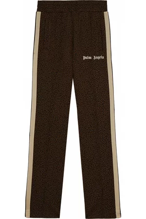 Palm Angels Leopard-jacquard track pants - Brown