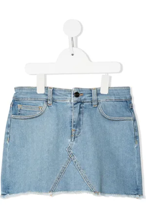 Palm Angels Fringed denim mini skirt