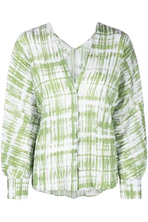 Vince Tie-dye long-sleeve silk blouse