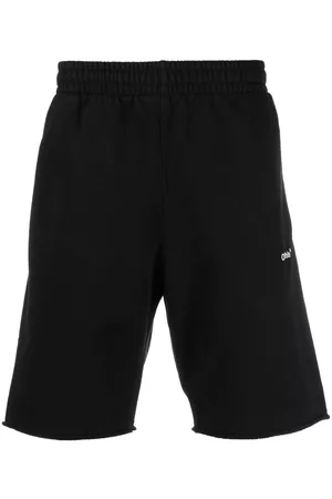 OFF-WHITE Men Sports Shorts - Logo-print cotton track shorts - Black