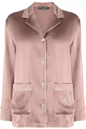 Dolce & Gabbana Logo-embroidered silk pajama top - Pink