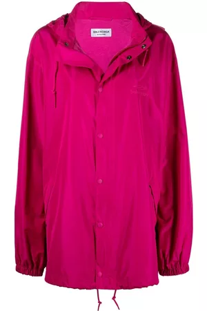 Balenciaga Women Oversized Jackets - Embroidered logo oversized windbreaker - Pink