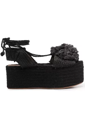 Patou Floral-applique detail sandals - Black