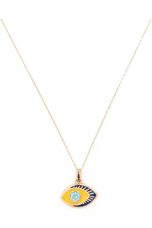 Nevernot Women Necklaces - 14kt gold Life in Colour enamel and topaz eye necklace