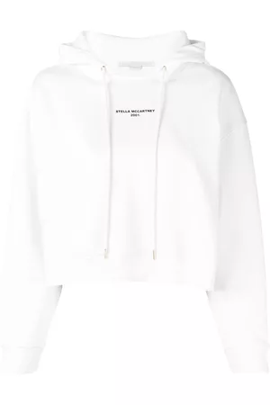 Stella McCartney Women Hoodies - Logo print cropped hoodie - White