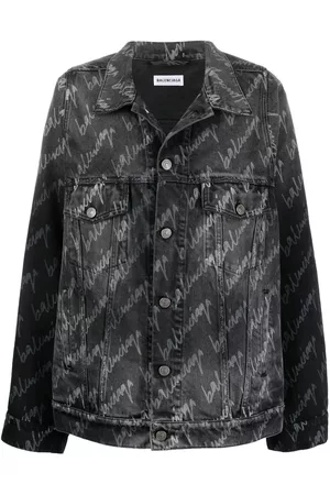 Balenciaga Women Denim Jackets - Logo-print denim jacket - Black