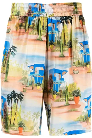 Les Benjamins Tropical-print silk shorts