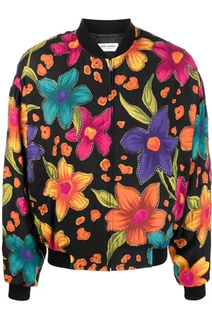 Saint Laurent Men Floral bomber jackets - Floral-print bomber jacket - Black