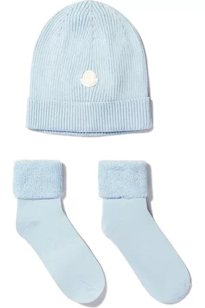 Moncler Hats - Wool-cotton hat and socks set - Blue