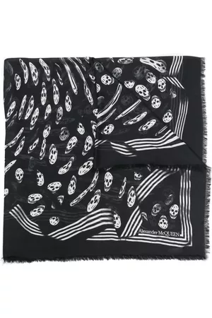 Alexander McQueen Skull-print frayed scarf - Black
