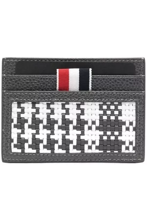 Thom Browne Men Wallets - Woven-check leather cardholder - Grey