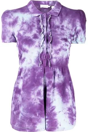Stain Shade Tie-dye peplum polo top
