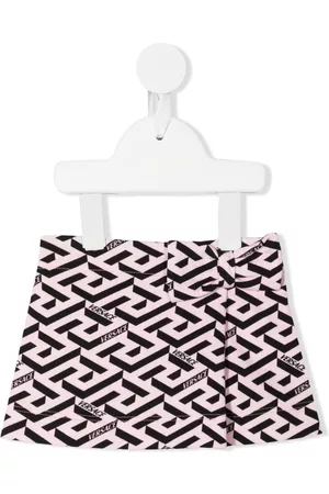 VERSACE Girls Printed Skirts - Greca-print bow-detail skirt - Pink