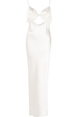 FLEUR DU MAL Bow-embellished silk slip dress