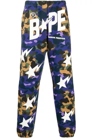 Heron Preston Men Sweatpants - X BAPE camouflage track pants - Blue