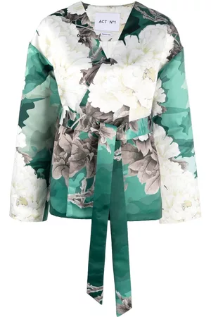 ACT Nº1 Women Floral Jackets - Floral-print wrap-style jacket - Green