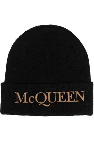 Alexander McQueen Embroidered-logo ribbed beanie - Black