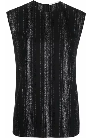 Stella McCartney Women Tank Tops - Lurex striped sleeveless blouse - Black