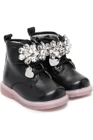 MONNALISA Ankle Boots - Crystal-embellished ankle boots - Black