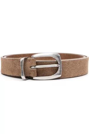 Brunello Cucinelli Men Belts - Square-buckle textured belt - Neutrals