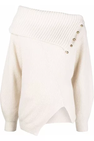 Stella McCartney Asymmetric button-embellished jumper - White