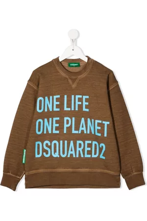 Dsquared2 Boys Hoodies - One Life One Planet sweatshirt - Brown
